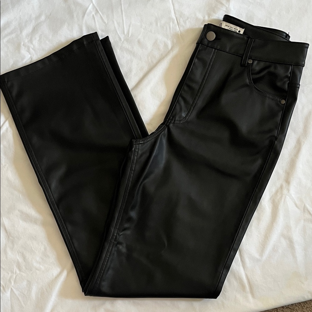 Zara Black Leather-Style Trousers